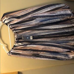 Blue orange and white off the shoulder blouse